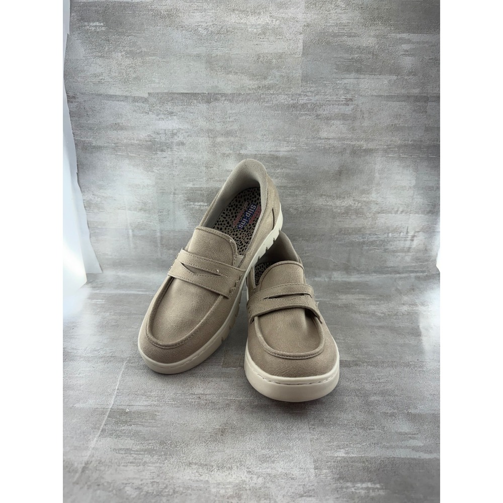 Skechers BOBS Slip-ins Arch Comfort Penny Loafers Taupe 114246 Women Sz 9